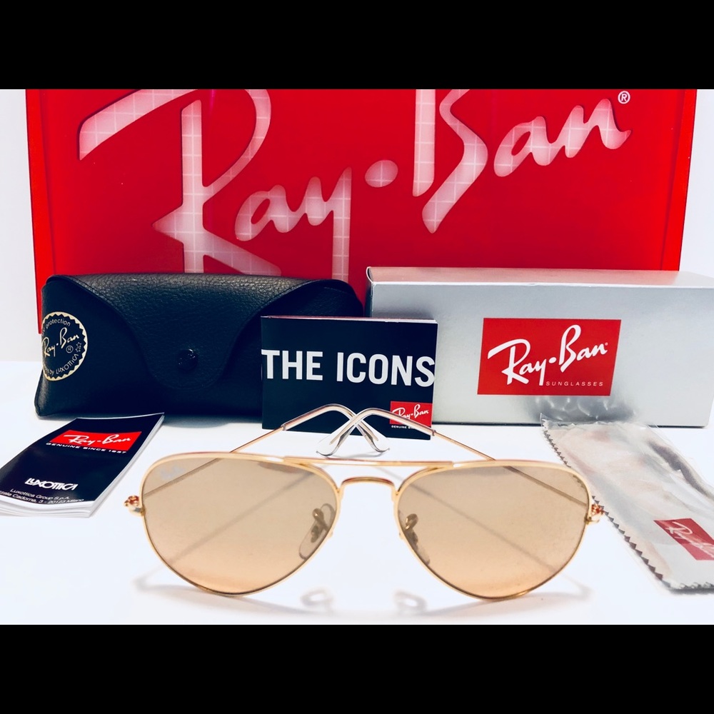 Ray-Ban Sunglasses Aviator Gold; Pink-Brown Mirror